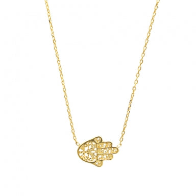 Gold plated necklace with Hamsa pendant