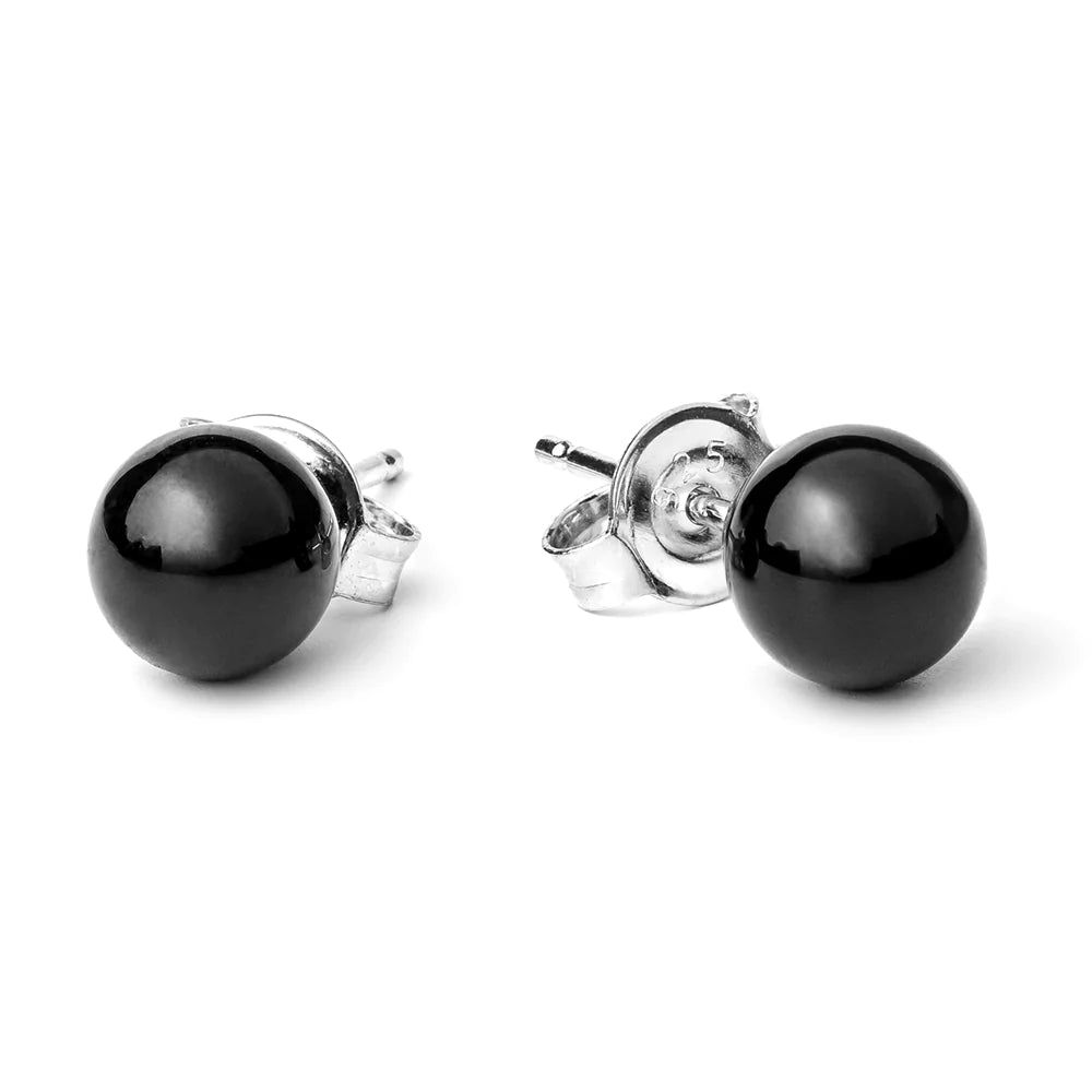 Black Semiprecious Stones Earring