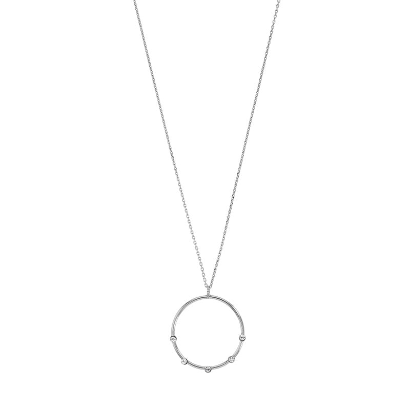 Circle Rhodium Silver Necklace