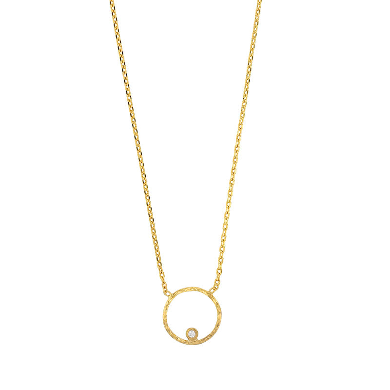 Diamond-Cut Circle Gold Pendant Necklace