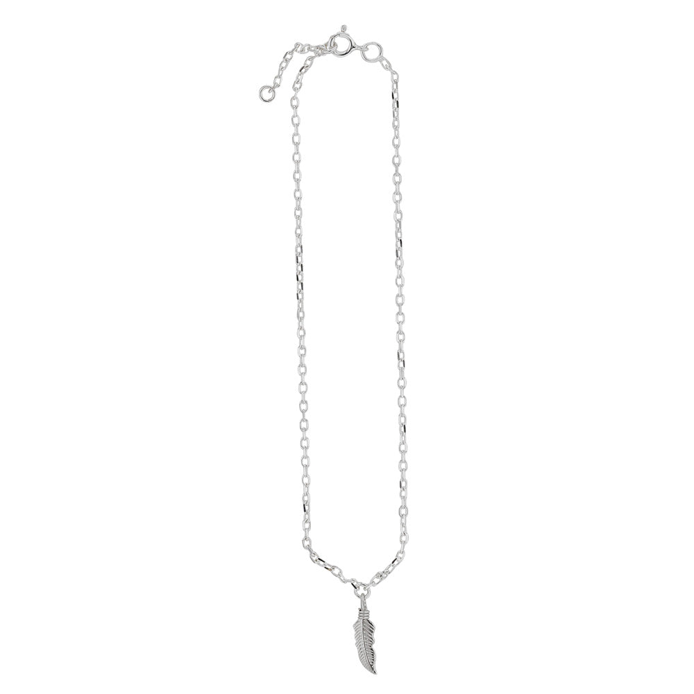Rhodium plated sterling silver ankle chain