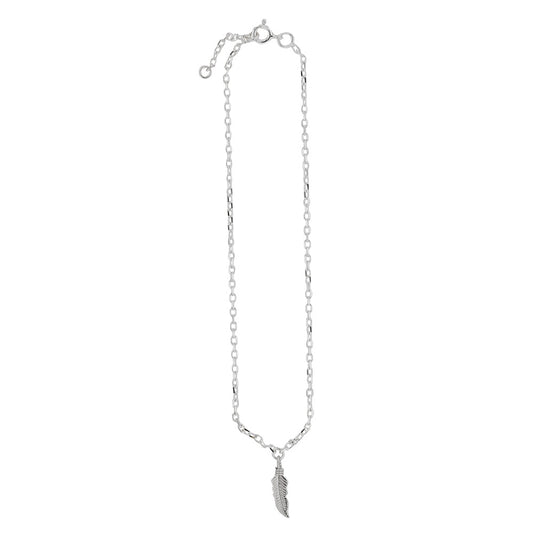 Rhodium plated sterling silver ankle chain