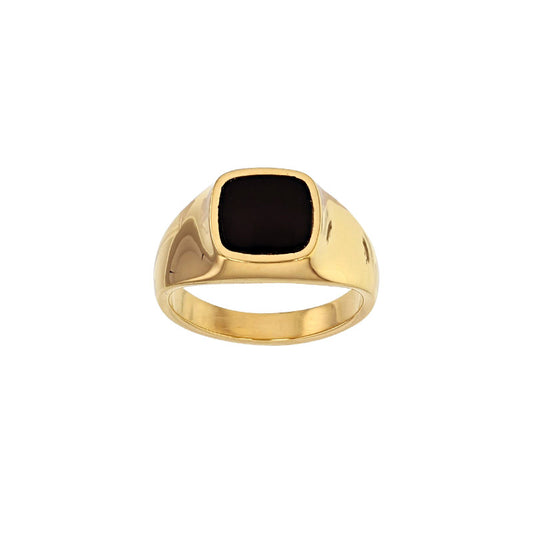 Square gold-plated signet ring